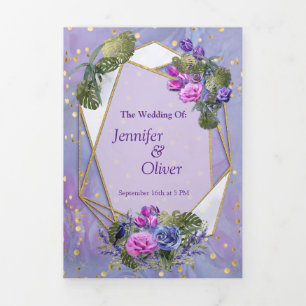 Sehr Peri-blauviolette ROSE UND TULIPS-Tri-Falten Dreifach Gefaltete Urlaubskarte