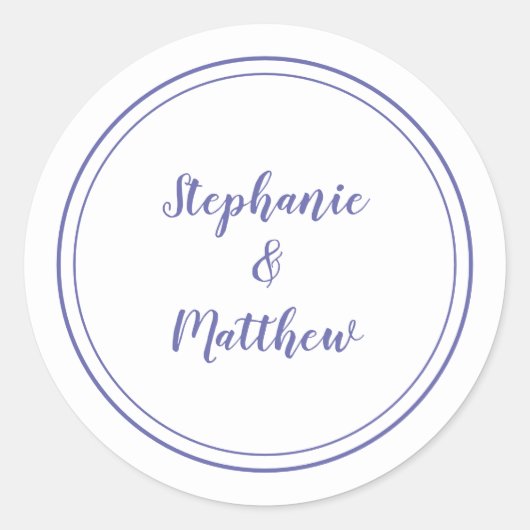 Sehr Peri Blue Simple Wedding Bride Groom Gefallen Runder Aufkleber (Vorderseite)