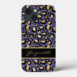 Sehr Peri Lila Black Monogram Leopard Print Case-Mate iPhone Hülle