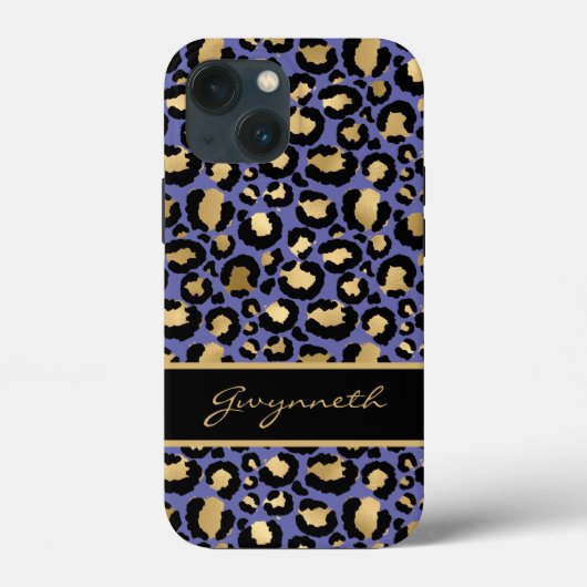 Sehr Peri Lila Black Monogram Leopard Print Case-Mate iPhone Hülle (Rückseite)