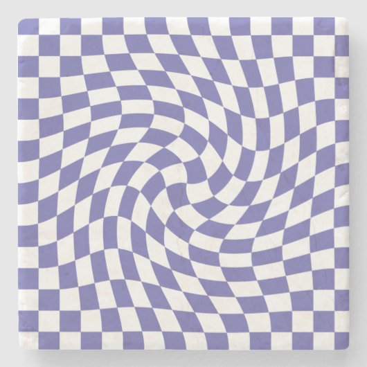 Sehr Peri verwarfene Karos Retro Psychedelic Steinuntersetzer (Vorderseite)