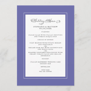 Sehr Peri & White Wedding Modernes Chic Elegant Menükarte