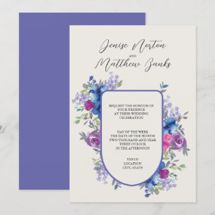 Sehr Periwinkle und schneeweiße Hochzeit Einladung