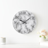 Sehr realistisches Muster aus weißem Marmor Große Wanduhr (Zuhause)