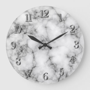 Sehr realistisches weißes Marmormuster Große Wanduhr