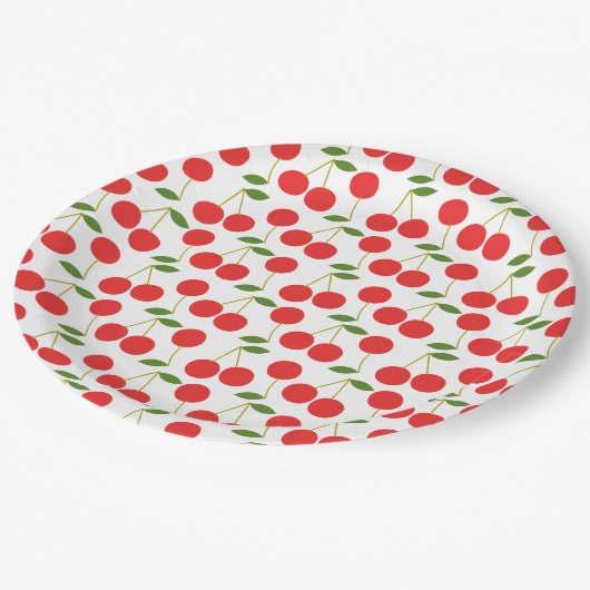Sehr Red Cherry Muster Pappteller (Schrägansicht)