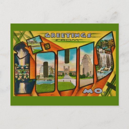 Sehr retro St Louis Postkarte (Vorderseite)