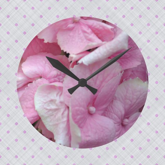 Sehr rosa Hydrangeas Wall Clock Runde Wanduhr
