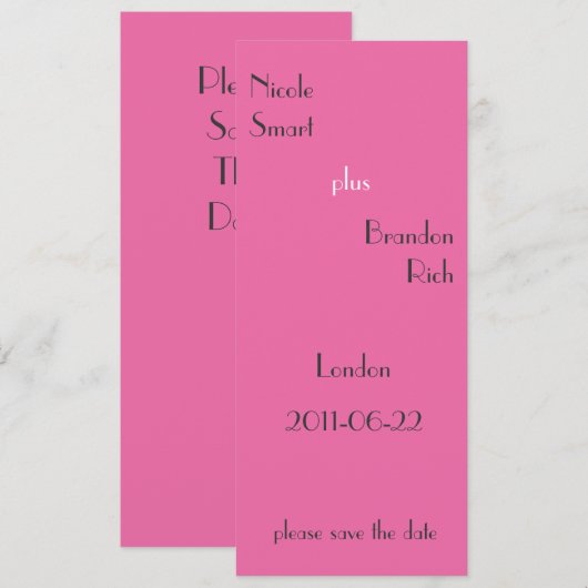 Sehr rosa Save the Date (Vorne/Hinten)