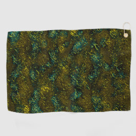 Sehr rustikal gealterte Textur in dunklem Ocker un Golfhandtuch