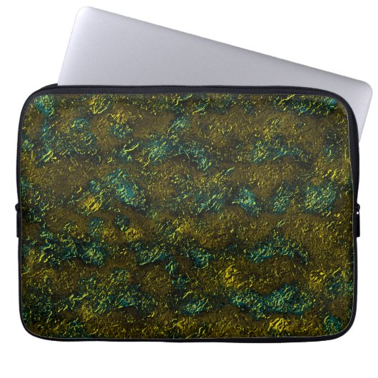 Sehr rustikal gealterte Textur in dunklem Ocker un Laptopschutzhülle (Vorderseite)