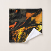 Sehr rustikal verbrannt goldfarbenes, abstraktes M Badhandtuch Set (Waschlappen)