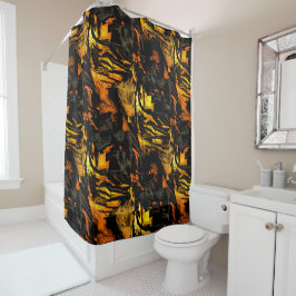 Sehr rustikal verbrannt goldfarbenes, abstraktes M Duschvorhang