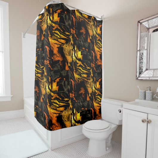 Sehr rustikal verbrannt goldfarbenes, abstraktes M Duschvorhang (Beispiel)