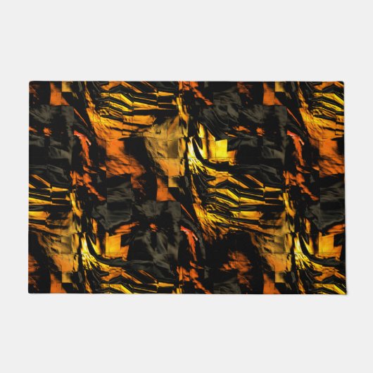 Sehr rustikal verbrannt goldfarbenes, abstraktes M Fußmatte (Vorderseite)