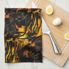 Sehr rustikal verbrannt goldfarbenes, abstraktes M Geschirrtuch