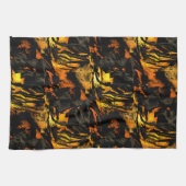 Sehr rustikal verbrannt goldfarbenes, abstraktes M Geschirrtuch (Horizontal)