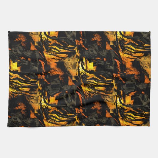 Sehr rustikal verbrannt goldfarbenes, abstraktes M Geschirrtuch (Horizontal)