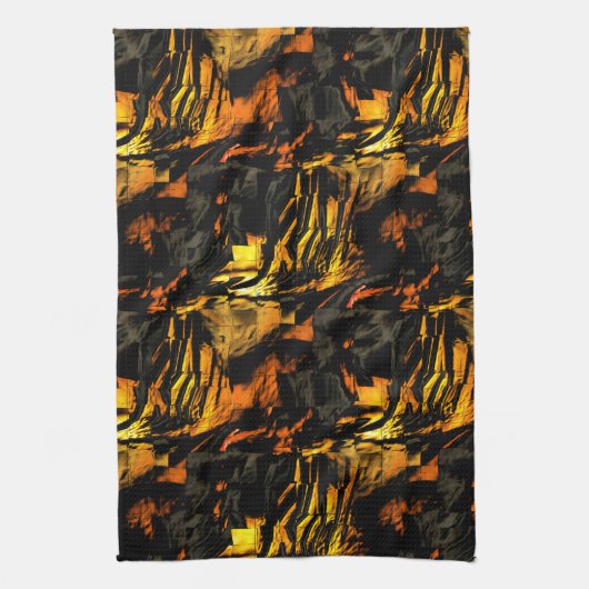 Sehr rustikal verbrannt goldfarbenes, abstraktes M Geschirrtuch (Vertikal)