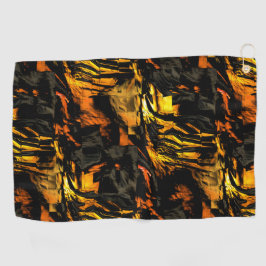 Sehr rustikal verbrannt goldfarbenes, abstraktes M Golfhandtuch