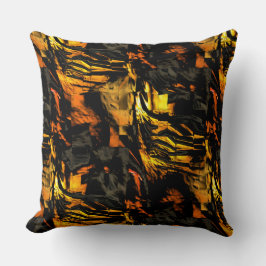 Sehr rustikal verbrannt goldfarbenes, abstraktes M Kissen