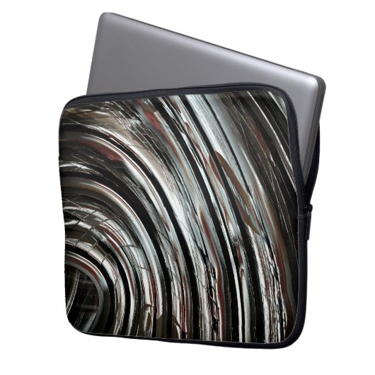 Sehr rustikale Silberstreifen oder kreisförmige Au Laptopschutzhülle (Vorderseite Links)