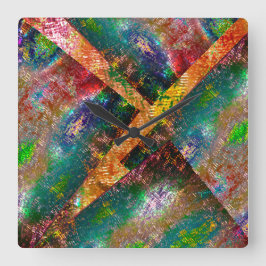 Sehr rustikale und unorganisierte Bildschichten Quadratische Wanduhr