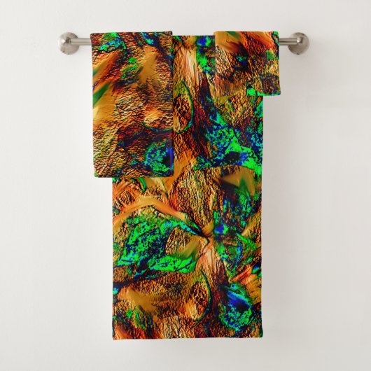 Sehr rustikales Gestein in gebranntem Gelb mit grü Badhandtuch Set (Insitu)