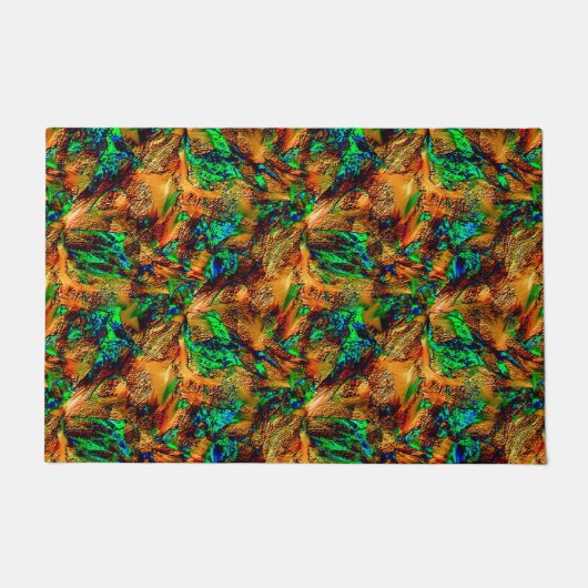 Sehr rustikales Gestein in gebranntem Gelb mit grü Fußmatte (Vorderseite)