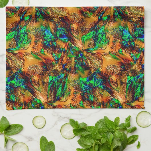 Sehr rustikales Gestein in gebranntem Gelb mit grü Geschirrtuch (Gefaltet)