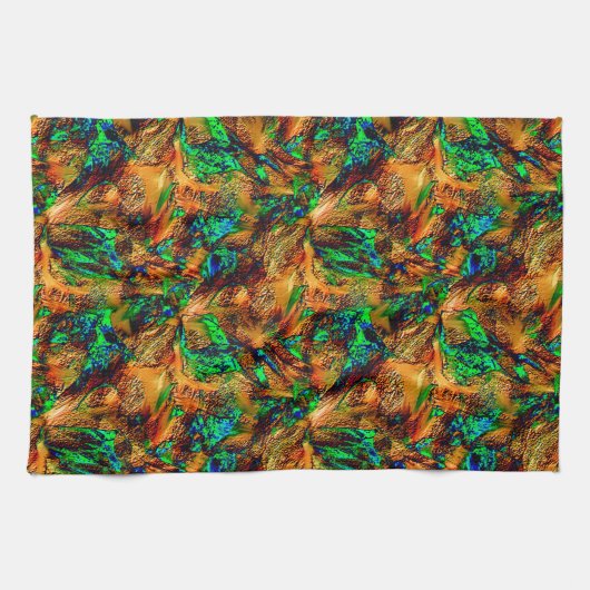 Sehr rustikales Gestein in gebranntem Gelb mit grü Geschirrtuch (Horizontal)