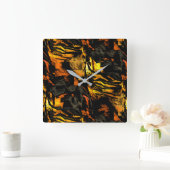Sehr rustikales verbranntes Gold, abstraktes Mosai Quadratische Wanduhr (Zuhause)