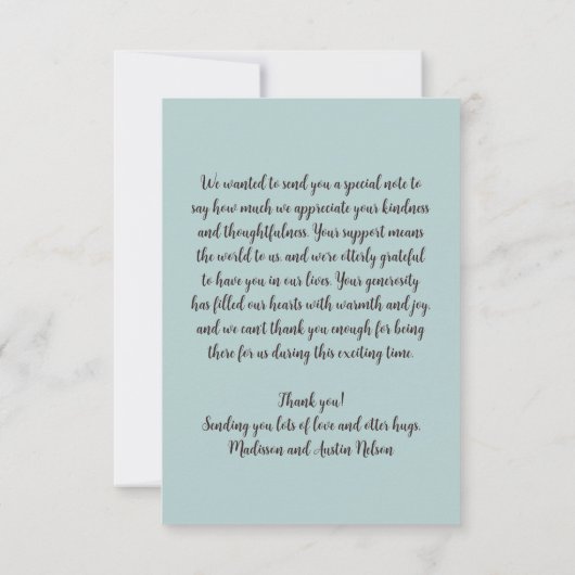 Sehr schöne Babydusche Dankeskarte (Rückseite)