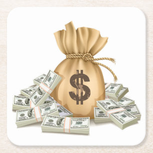 Sehr schöne Beutel und Stapel Bargeld Untersetzer 