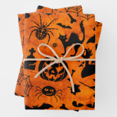 Sehr schöne Halloween-Hexe, Schwarze Katze, Kürbis Geschenkpapier Set (Beispiel)