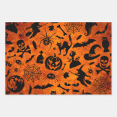 Sehr schöne Halloween-Hexe, Schwarze Katze, Kürbis Geschenkpapier Set (Vorderseite)