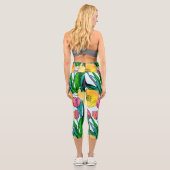 Sehr schöne handgezeichnete Blume Muster Niedlich Capri Leggings (Rückseite)