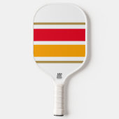 Sehr schöne, hellgelbe Streifen auf weißem Grund Pickleball Schläger (Rückseite)