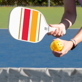 Sehr schöne, hellgelbe Streifen auf weißem Grund Pickleball Schläger