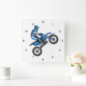 Sehr schöne Motorradfahrermauer Quadratische Wanduhr (Zuhause)