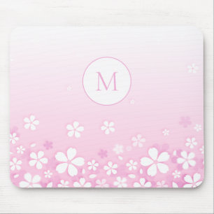 Sehr schöne weiße Blume mit Monogramm Mousepad
