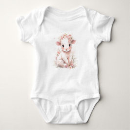 Sehr schönes Baby-Sheep-Lamm mit Blume Baby Strampler