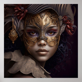 Sehr schönes Frauenportrait mit Venezianischer Mas Poster