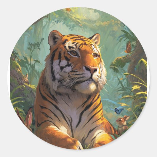 Sehr schönes Tiger 🐯 Design auf Runder Aufkleber (Vorderseite)