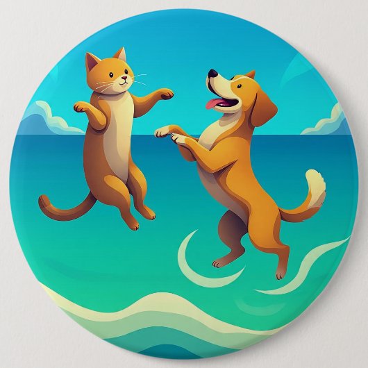 Sehr schönes und hübsches Hund- und Katzendesign a Button (Vorderseite)