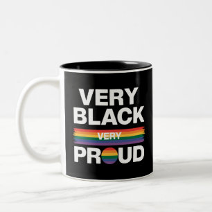 Sehr schwarz Sehr stolz Schwarzer schwuler Stolz L Zweifarbige Tasse