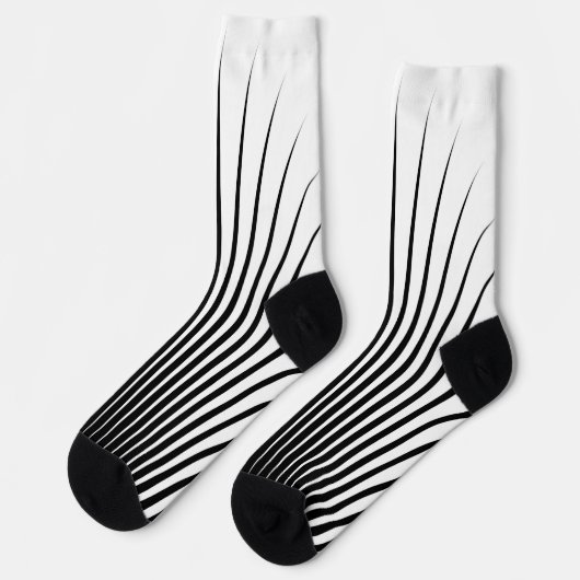 Sehr Schwarz-weißes Streifenmuster Socken (Linkes Detail)