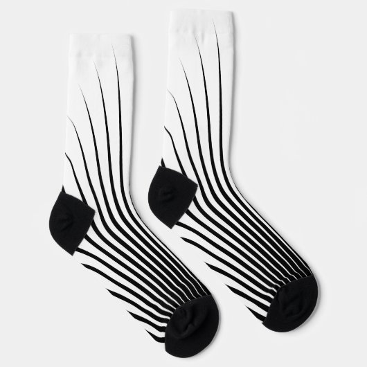 Sehr Schwarz-weißes Streifenmuster Socken (Rechts)