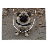 Sehr schwerer Mops Große Geschenktüte (Vorderseite)