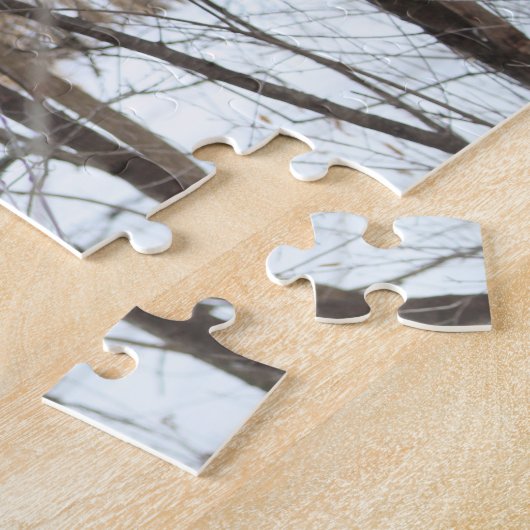 Sehr schwieriges Baumwaldwinter-Szenenpuzzlespiel Puzzle (Seite)